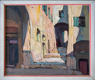 "Menton vieille rue (dt. alte Strasse in Menton) (RESERVIERT)" by Ch. A. Mangin on art24