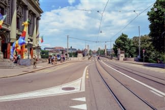 "Vue d'un pont du centre-ville de Bern , Suisse" by Sylvain Blanchoud on art24