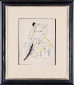 "Sitzender weiblicher Halbakt mit Hund" by José Mariano Manuel Rodríguez Álvarez on art24