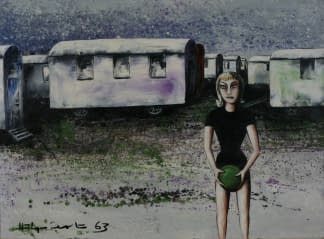 "Zirkuswagen und Artistin" by Maximilian Hilpert on art24