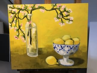 "Zitronen mit Blütenzweig" by Margot Ressel on art24