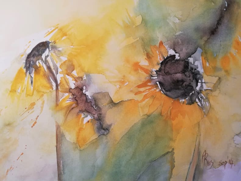 Foto 1 des Kunstwerks "Sonnenblumen II" von Angela Roos-Maguire auf art24