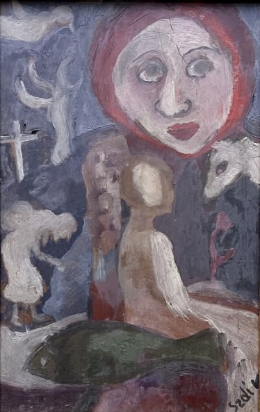 Foto 1 des Kunstwerks "Piros selyemkendős hölgy/ Frau im roten Seidentuch" von Katalin Szabadi auf art24