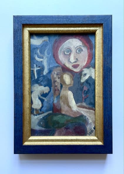 Foto 1 des Kunstwerks "Piros selyemkendős hölgy/ Frau im roten Seidentuch" von Katalin Szabadi auf art24