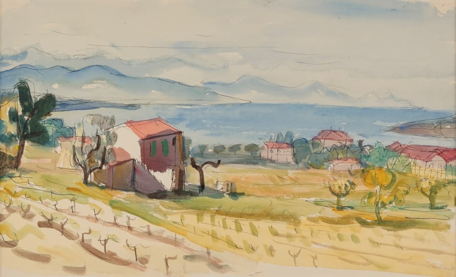 Image 1 of the artwork "Landschaft mit Rebberg und See" by Ignaz Epper on art24