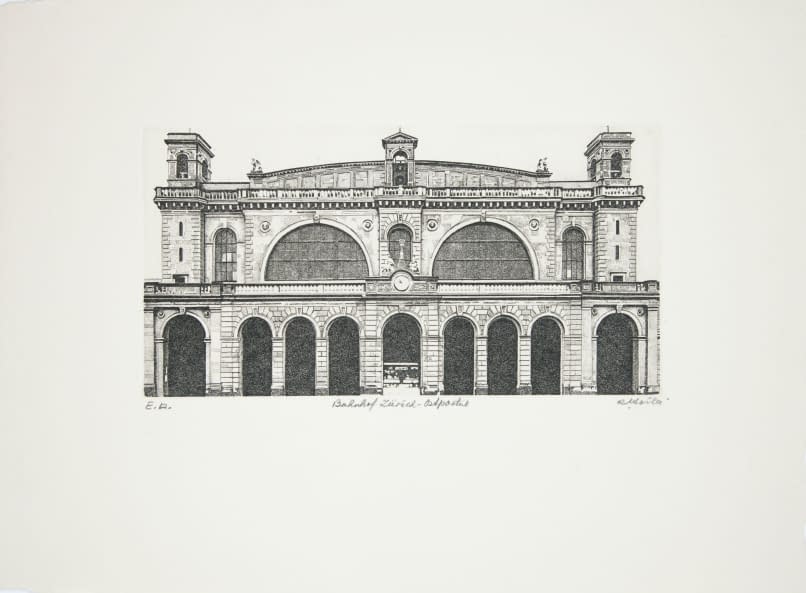 Image 1 of the artwork "Bahnhof Zürich - Ostportal" by Rudolf Häsler on art24